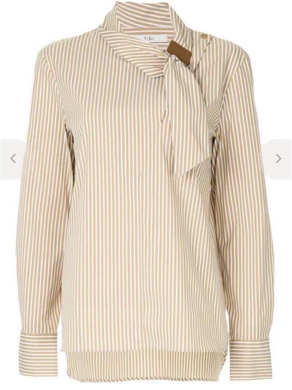 TIBI Kaia Stripe Asymmetric Tie Blouse